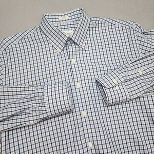 Peter Millar Mens Blue Check Long Sleeve Button Down Sz Large